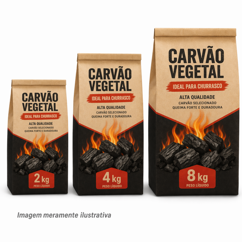 Saco de Carvão 2 kg, 4 kg e 8 kg